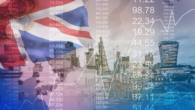 currency rates with UK flag